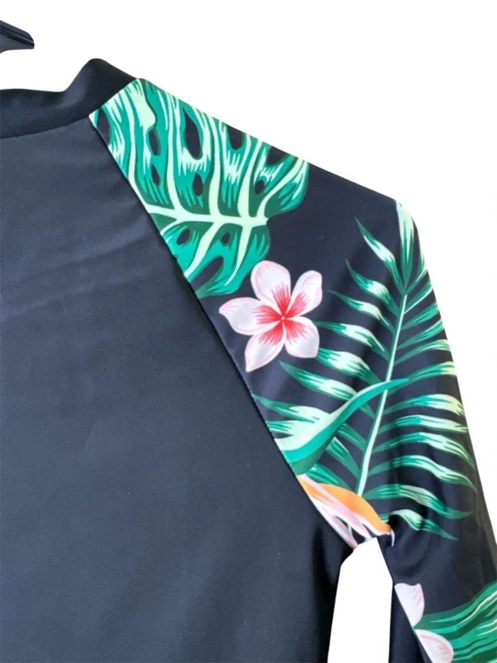 SHEIN Black Tropical Floral Long Sleeve Girls Swim Set new size 13y